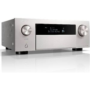 Denon AVC-X4800H 9.4-kanaals AV-ontvanger, versterker met auro-3D, Dolby Atmos, DTS:X, 6 inch 8K-ingangen en 3 uitgangen, Bluetooth, Airplay 2, HEOS-multiroom, compatibel met Alexa, zilver