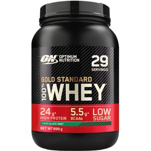 Optimum Nutrition Gold Standard 100% Whey Spieropbouw en Herstel, Proteïnepoeder met Lichaamseigen Glutamine en BCAA Aminozuren, Chocolade Pepermunt Smaak, 29 Porties, 899 g