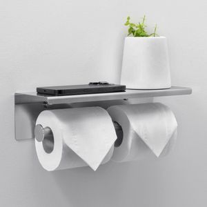 Okado Toiletrolhouder Met Plankje RVS Chroom - Wandmontage Met Schroeven Of 3M Sticker