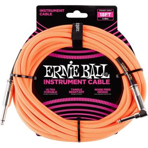 Ernie Ball Gevlochten kabel, rechthoekig, 5,5 m, neon oranje