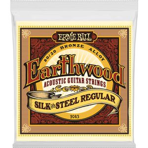 Ernie Ball Earthwood Silk and Steel Regular 80/20 Brons Akoestische gitaarsnaren, 13-56 gauge