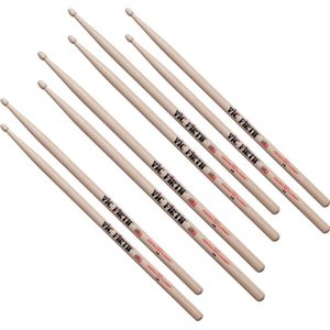 Vic Firth American Classic Series Drumsticks - 5A - American Hickory - Houten Tip - Natuur - 4 paar Value Pack