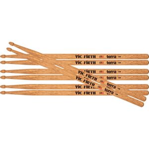 Vic Firth - American Classic® Terra-serie Drumsticks 5BT - American Hickory - Houten tip - Pakket van 4 paar