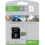 PNY Elite microSDHC-kaart, 32 GB, klasse 10, UHS-I U1, 100 MB/s