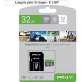 PNY Elite SDHC Geheugenkaart 32GB - Class 10 - Zwart - Inclusief Adapter