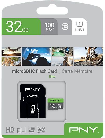 PNY Elite SDHC Geheugenkaart 32GB - Class 10 - Zwart - Inclusief Adapter