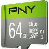 PNY - microSDXC-kaart Elite - Geheugenkaart - 64 GB - Grijs Groen