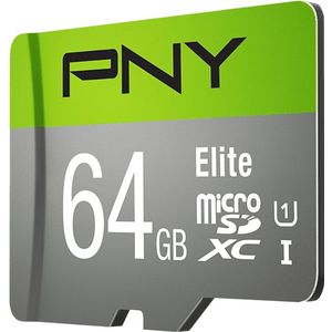 PNY Elite - Flash-geheugenkaart - 64 GB - UHS-I U1 / klasse 10 - MicroSDXC UHS-I