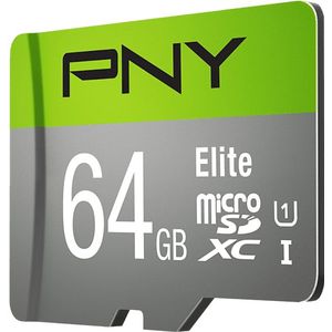 PNY Elite microSDXC card 64GB Class 10 UHS-I U1 100MB/s,Groen grijs