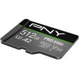PNY - Pro Elite - Geheugenkaart - Grijs - 512 GB - microSDXC U3 UHS-I