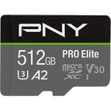 PNY - Pro Elite - Geheugenkaart - Grijs - 512 GB - microSDXC U3 UHS-I