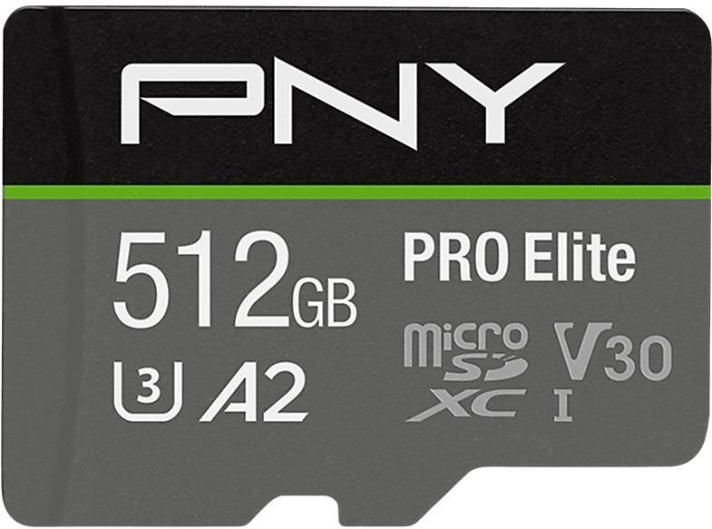 PNY - Pro Elite - Geheugenkaart - Grijs - 512 GB - microSDXC U3 UHS-I