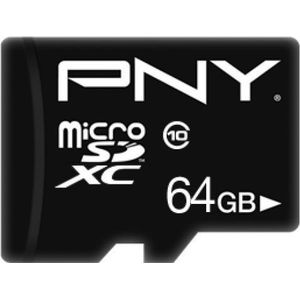 PNY - Prestatie Plus - Geheugenkaart - Zwart - 64 GB - microSDXC - U1 - UHS-I