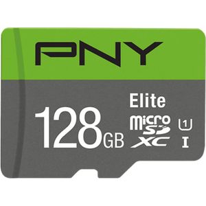 PNY - Elite - Geheugenkaart - Groen, Grijs - 128 GB - microSDXC - UHS-I, U1