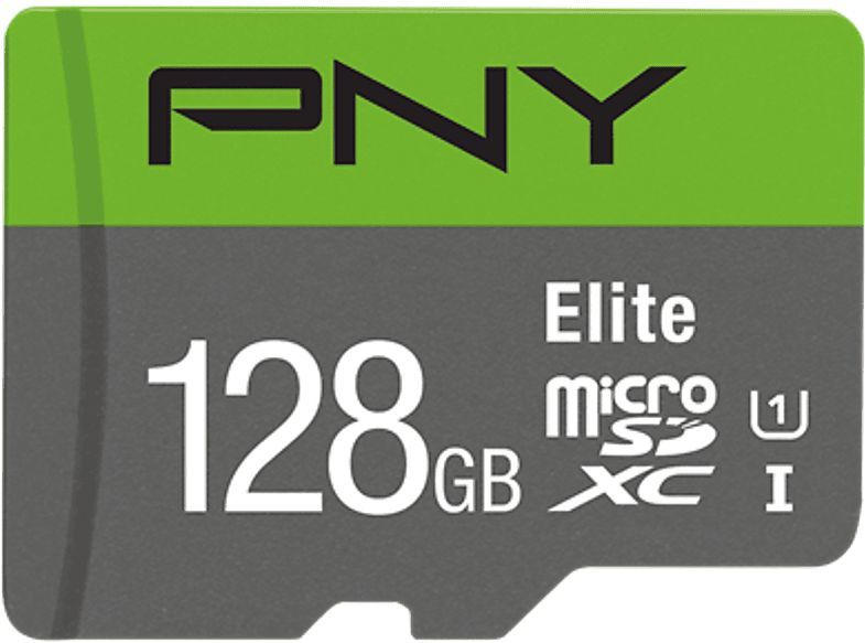 PNY - Elite - Geheugenkaart - Groen, Grijs - 128 GB - microSDXC - UHS-I, U1