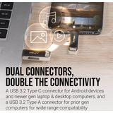 PNY, USB OTG 2 in 1 USB-A 3.2/USB-C Duo Link 128GB, Zilveren