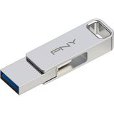 PNY, USB OTG 2 in 1 USB-A 3.2/USB-C Duo Link 128GB, Zilveren