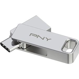 PNY, USB OTG 2 in 1 USB-A 3.2/USB-C Duo Link 128GB, Zilveren