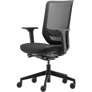 Trendoffice to-sync pro, ergonomische bureaustoel, met armleuningen, modern design, thuiskantoor, milieuvriendelijk, door Dauphin (zwart, net-rugleuning)