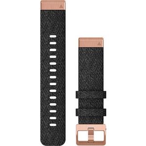 GARMIN QuickFit Horlogebandje, Nylon, 20mm, Geschakeerd Zwart met Rozegouden Sluiting