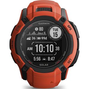 Garmin Instinct 2X Solar, Smartwatch, Oneindige batterijduur met Solar, Ingebouwde zaklamp, Multi-band GNSS, Flame red