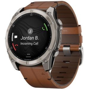 Garmin - 010-02905-40 - Smartwatch - Fenix 8 Sapphire - Leren band bruin