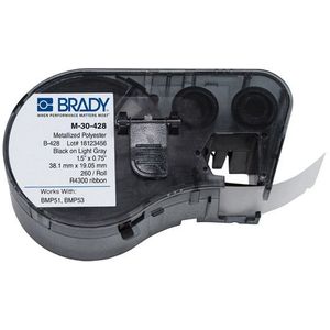 Brady M-30-428 Polyester B-428 Zwart op Zilver Label Maker Cartridge, 3/4"" Breedte x 1-1/2"" Hoogte, Voor BMP51/BMP53 Printers