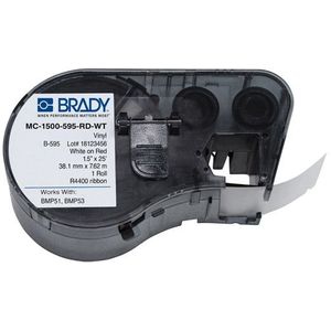 Brady MC-1500-595-RD-WT tape vinyl wit op rood 38,1 mm x 7,62 m (origineel)