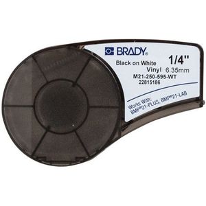 Brady Vinyltape voor labelprinters M211 en M210 zwart op wit (6,35 mm x 6,40 m) M21-250-595-WT