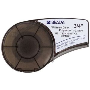 Brady M21-750-430-WT-CL tape polyester | wit op transparant | 19,1mm x 6,40m