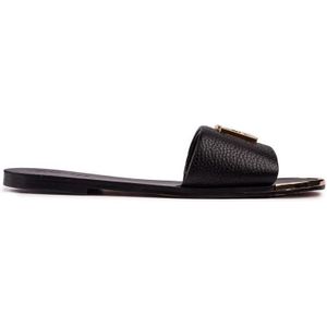 DKNY Dames Gracen Leather Flat Slide, zwart, 36.5 EU