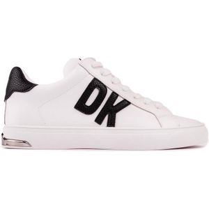 DKNY Dames Abeni Lace-up Leather Sneakers Sneakers, Brght Wt Bk, 40.5 EU