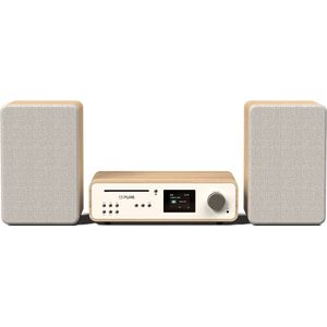 Pure Classic Stereo HiFi Music System, Kompaktanlage (100W Sound, Internet Radio, DAB+/FM, Bluetooth, CD Player, USB and Spotify Connect) Cotton White/Oak