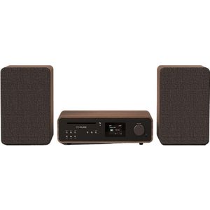 Pure Classic Stereo Hi-Fi Kompaktanlage mit CD-Player, DAB+, FM, Bluetooth 5.2 – 100W Stereoanlage, Internetradio, Spotify Connect, USB, AUX & Optical – Coffee Black/Walnut