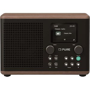 Pure Classic H4 digitale keukenradio (Dab+/FM, Bluetooth, USB, AUX, keukentimer, alarm), zwart koffie/walnoot