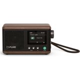 Pure Classic Mini Tragbares Digitalradio – DAB+ & UKW-Radio – Bluetooth 5.3 – 15 Stunden Akkulaufzeit – 2 Equalizer-Optionen – 2,4 Zoll Farbdisplay – Trageband – Braun/Walnuss – Kompakt & leicht