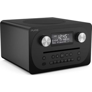Pure Evoke C-D4 All-in-One muzieksysteem (CD, DAB/DAB+, digitale radio, FM-radio, internetradio, Bluetooth, wekfuncties en slaaptimer, 20 voorkeuzestations, AUX), Siena zwart