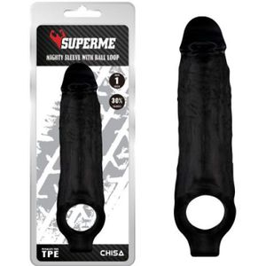 Chisa Novelties - Mighty Loop - Penis Sleeve Met Scrotum Lus - Zwart