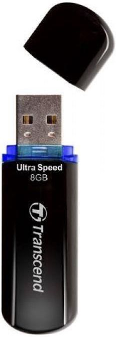 Transcend - JetFlash 600 - USB-stick - Zwart - 8 GB - USB 2.0, Overdrachtsnelheid tot 32 MB/s