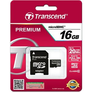 Transcend Premium microSDHC-kaart Industrial 16 GB Class 10, UHS-I Incl. SD-adapter