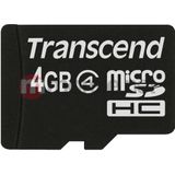 Transcend - Flashgeheugenkaart - Zwart - Micro SDHC - 4 GB - Klasse 4