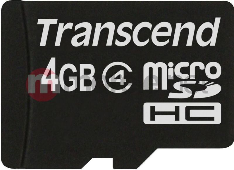 Transcend - Flashgeheugenkaart - Zwart - Micro SDHC - 4 GB - Klasse 4