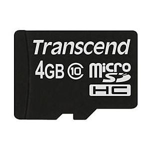 Transcend - microSDHC 4GB - Class 10 - Zwart - Hoogwaardige Geheugenkaart