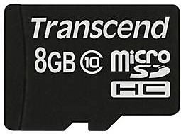 Transcend - microSDHC - Geheugenkaart - Zwart - 8 GB - Klasse 10