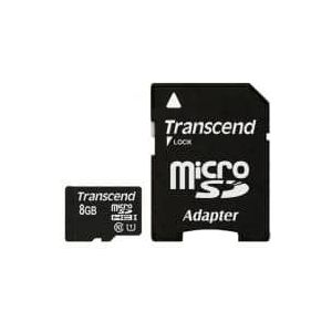 Transcend TS8GUSDU1 MicroSDHC, 8GB Class10 U1 with adapter