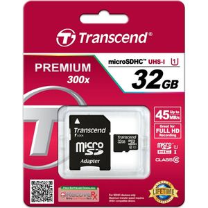 Transcend Premium microSDHC-kaart Industrial 32 GB Class 10, UHS-I Incl. SD-adapter