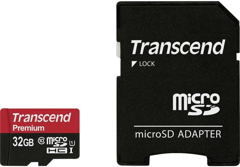 Transcend - MICROSDHC - 32GB - Class 10 - Zwart - Inclusief SD-adapter