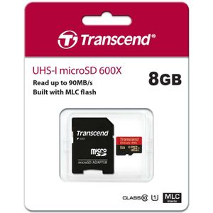 Transcend TS8GUSDHC10U1 Ultimate microSDHC, 8GB, 4K, 90MB/s, UHS-I U1, Class10 600x, MLC,Waterproof