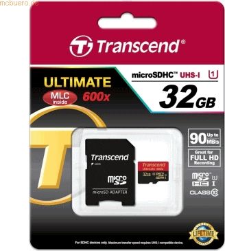 Transcend - Ultimate - Micro SD Geheugenkaart - 32GB - UHS I Class 10 met Adapter