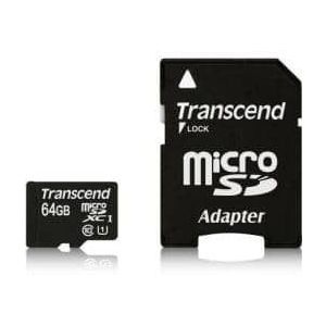 Transcend TS64GUSDU1 MicroSDXC, 64GB Class10 U1 with adapter